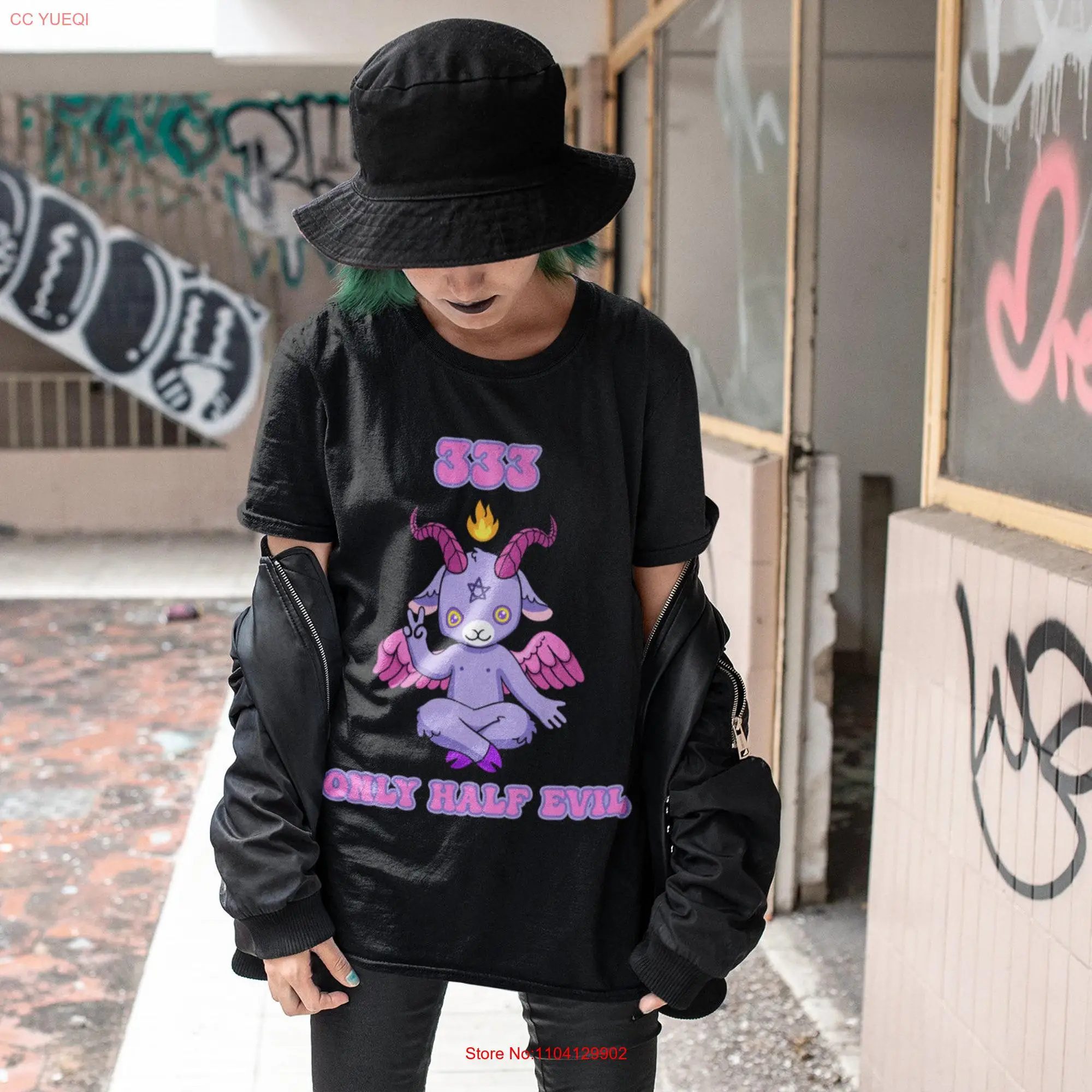 Pastel Goth 333 Only Half Evil Heavy Cotton T Shirt long or short sleeves