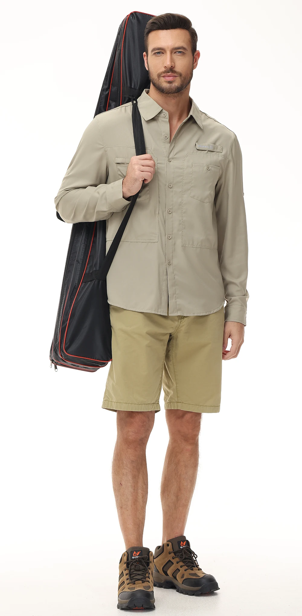 Langarm-Angelhemden für Herren, UPF 50+, Sonnenschutz, atmungsaktiv, leicht, für Reisen, Arbeit, Button-Down-Hemd mit Reißverschlusstasche – Detail 26