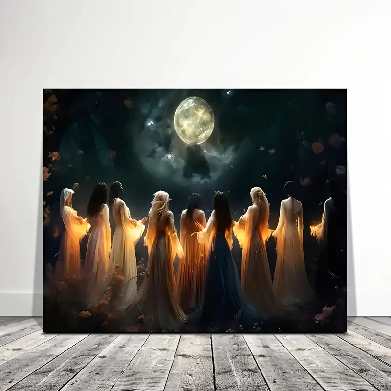 Modern Fantasy Moon Calling Magic Witch Ceremony Mysterious Canvas Prints God Wall Art Poster for Living Room Home Decor Cuadros