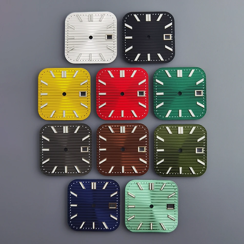 29.5mm NH35 Dial Horizontal Striped Square Retro Watch Dial Case Suitable for NH35/36 Automatic Movement Watch Accessories