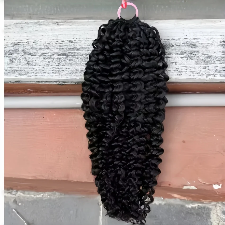 Kinky Curly Crochet Haarverlengingen met knoopjes, Feather Crochet Haarverlengingen, Birmese Krullen, Onzichtbare Knooploze Krullen, Vlecht Haar