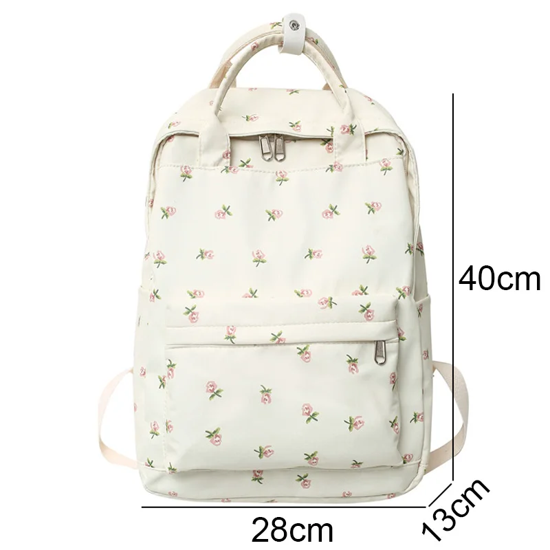 Mochila floral bonita para mulheres e meninas, sacos de livros kawaii, estampa feminina, laptop, faculdade, bolsa de escola nova, na moda