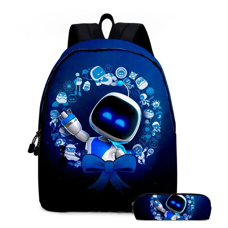 2pcs Set Astro Bot Cartoon Backpack Anime Astrobot Student School Bag Pencil Storage Bag Boys Girls School Supplies Mochila Gift