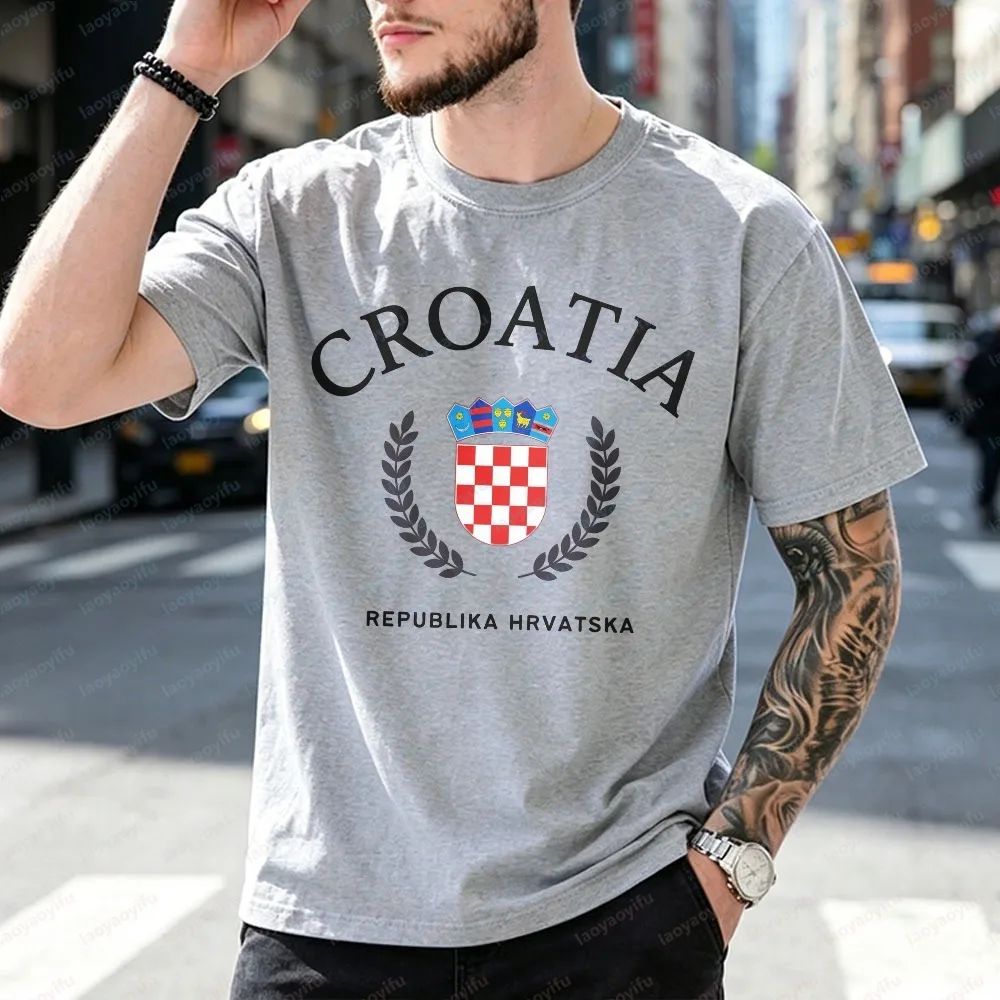 Fashion Croatia Shirt Hrvatska Flag Graphic T Shirts Unisex Cotton Tees Breathable Summer Shirt Men Women Casual Streetwear Tops