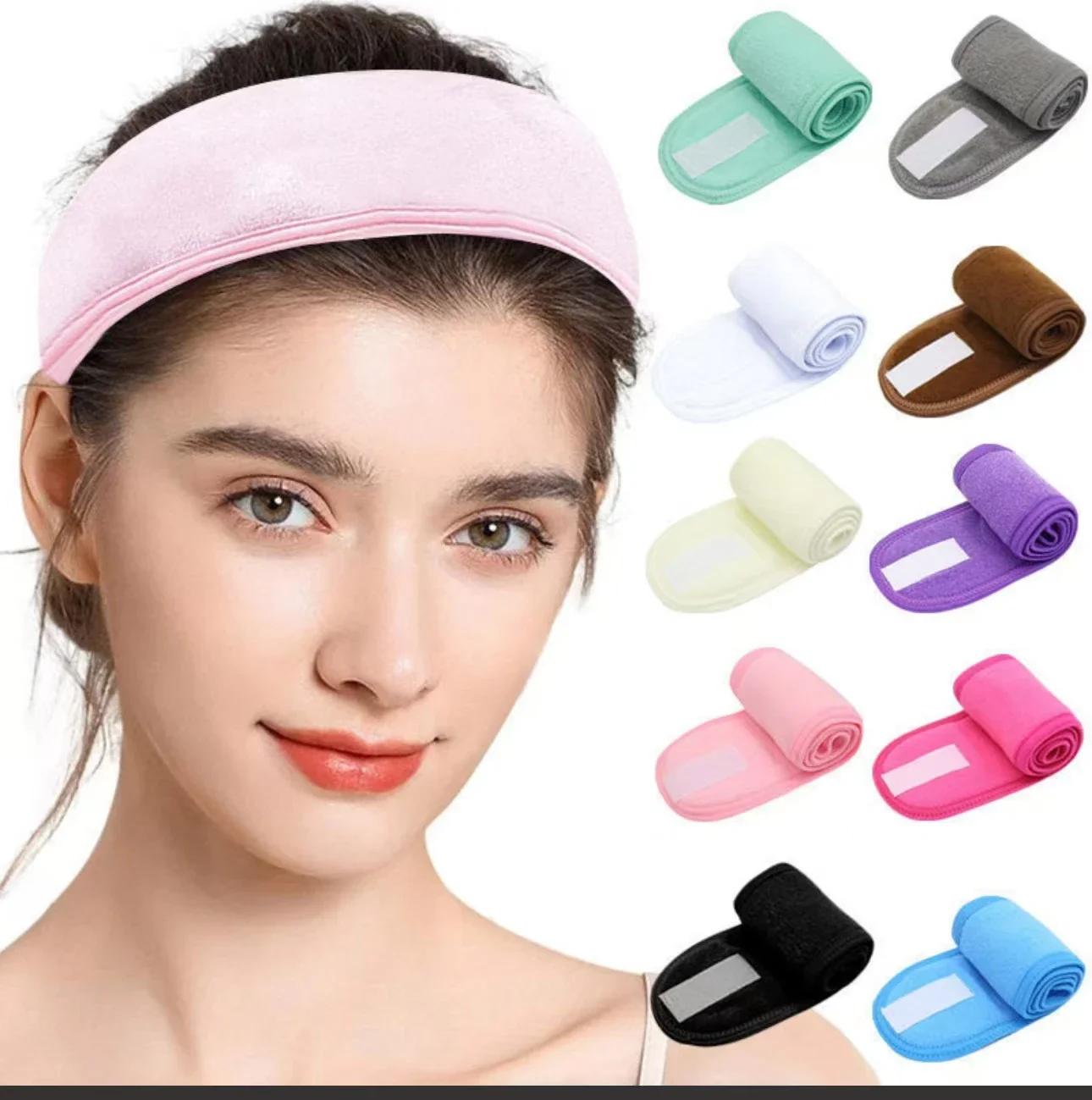 Women New Adjustable SPA Facial Headbands Hair Bands for Face Washing Bath Makeup Soft Toweling Shower Cap Hair Accessories