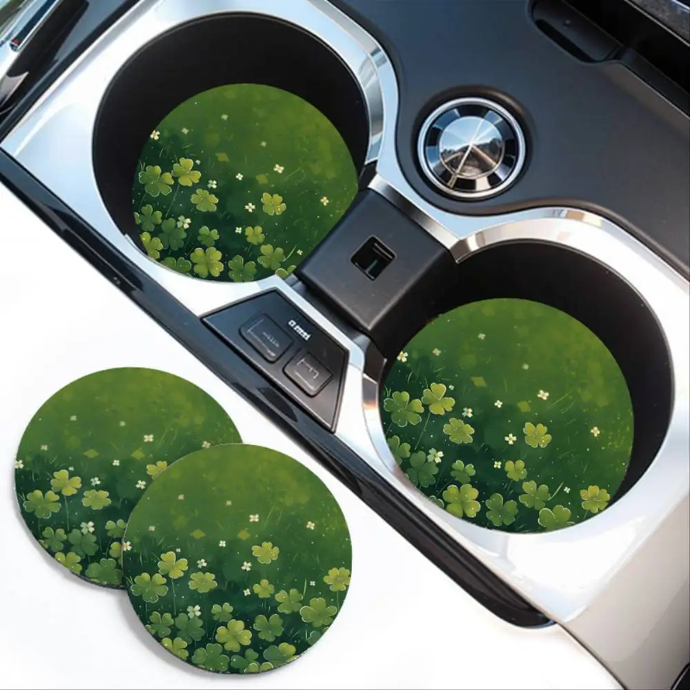 Clover Pattern EVA Car Cup Holders 2pcs Universal Anti-Slip Vehicle Drink Holder Inserts