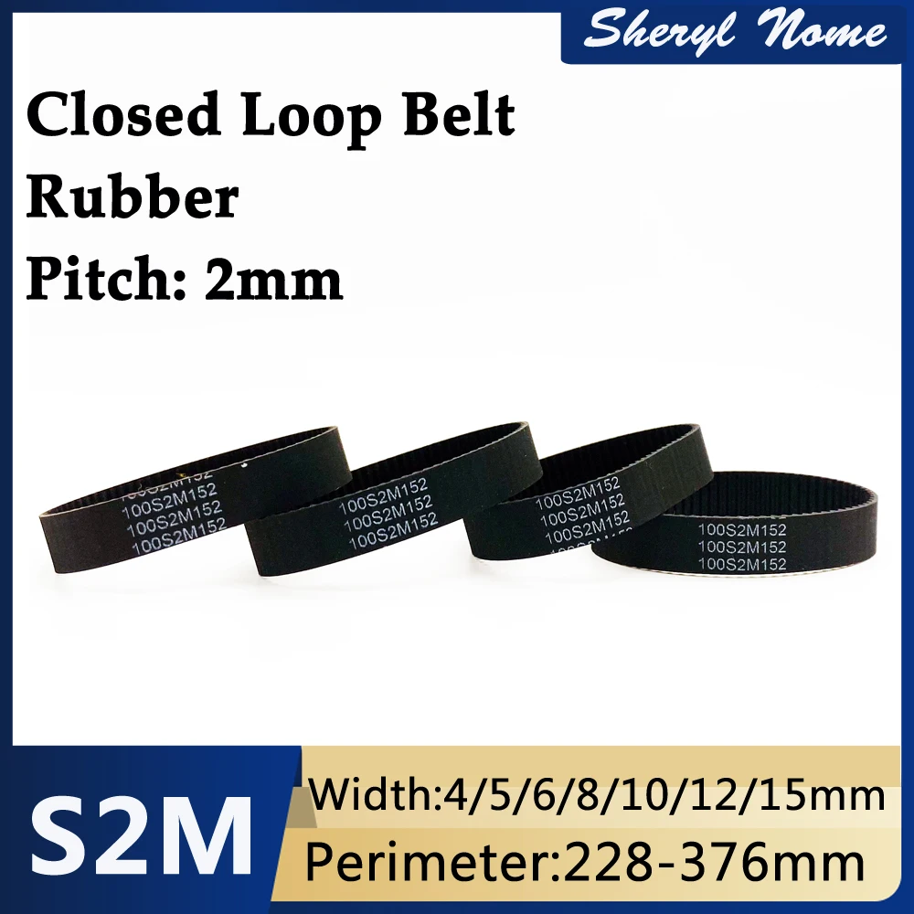 

Rubber synchronous belt S2M240/250/260/280/300/360/370 circular closed end drive belt tooth pitch 3mm