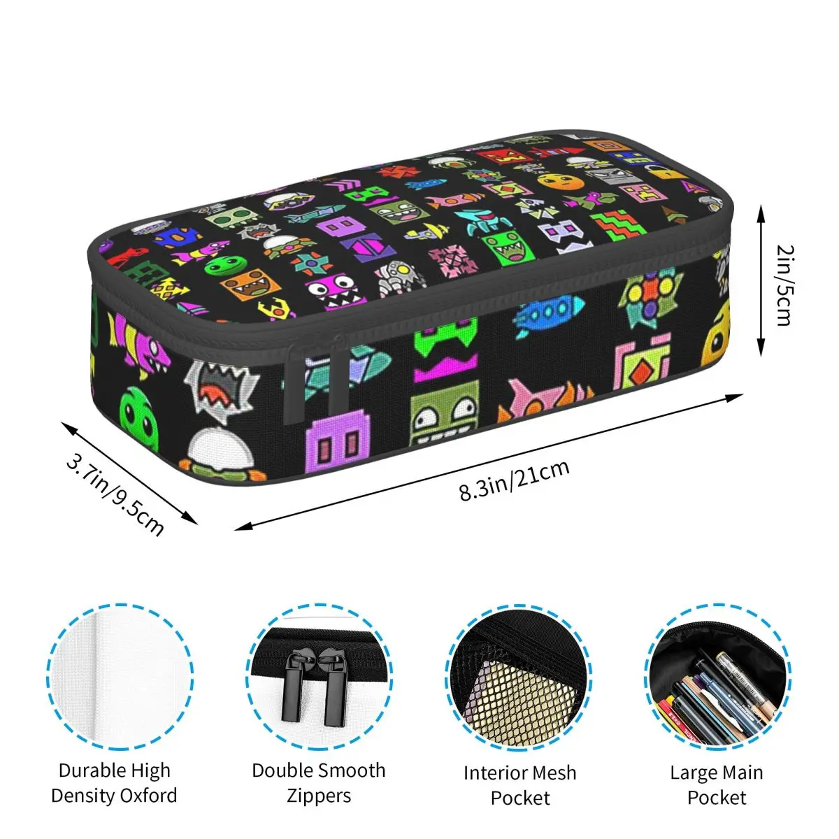 Geometry Dash Pencil Cases for Student Pen Box Pencil Bag Large Capacity Pencil Pouch Pen Holder