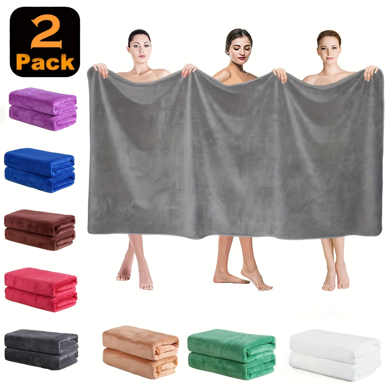 Space-Themed Microfiber Bath Towels - Soft, Absorbent, and Quick-Drying - Set of 2 Ultra-Fine Oblong Towels with Modern Knit Fab