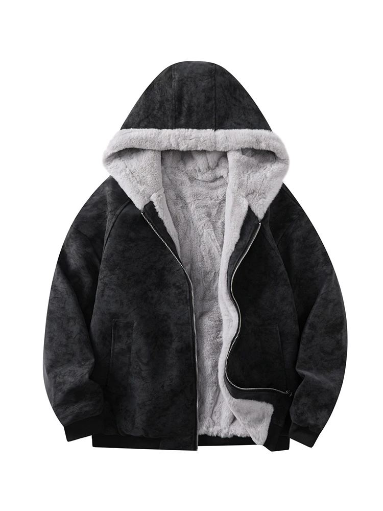 

Новинка 2025 года, утепленное флисовое пальто с капюшоном, зимняя мужская повседневная свободная термокуртка, толстые уличные ветрозащитные куртки, модный топ