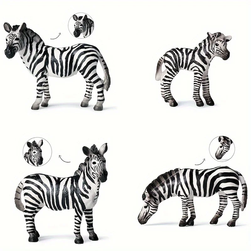 Realistic Zebra Figurine Toys,Zebra Family Model Figure Forest Animals Figurines Toys Model Desktop Decoration Educational Toy