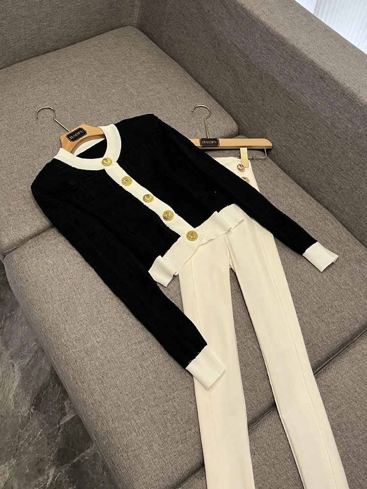 Nouveauté tricoté brodé ouvert Cardigan gilet jupe couleur Blo métal bleu Anti-âge JF Sle pull femme