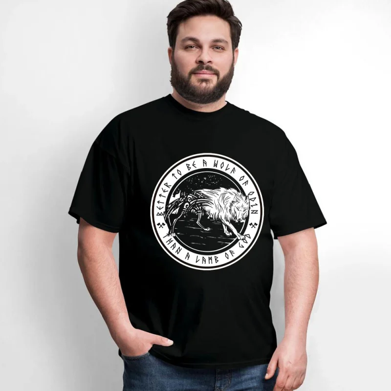 

Fearless Wild Warrior Wolf Wildlife Odin God Nordic Gift T-Shirt Viking Runes Norse Myths Graphic clothes All size tops S-6XL
