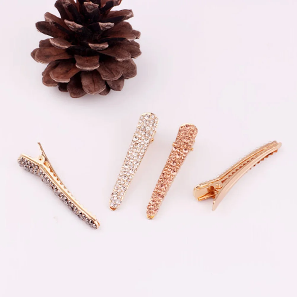 

8 pcs Rhinestone Hair Clips Duckbill Alligator Pins Sparkle Crystal Bangs Hair Accessories For Women Stylish Elegance Hold
