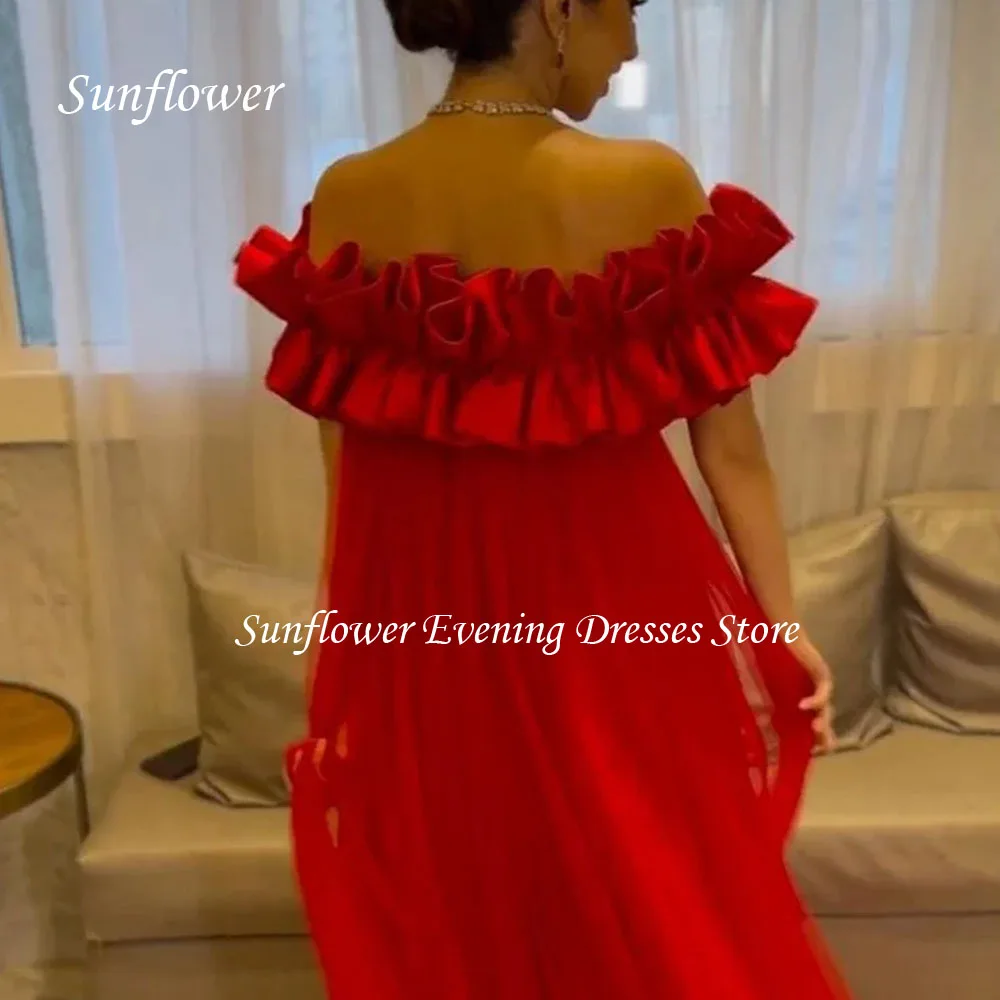 Sonnenblumen rot elegante A-Linie Ballkleid Frauen Perlen Satin Party Abendkleider Tüll bodenlangen besonderen Anlass Kleid 2024