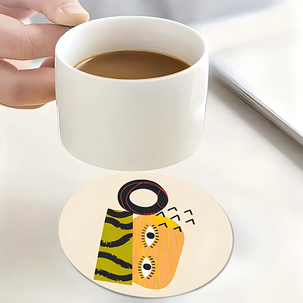 6Pcs Cup Mat Coaster Picasso Style Acrylic Cup Drink Mat Plate Rug Mug Pad Coasters for Mugs and Cups Table Decoration