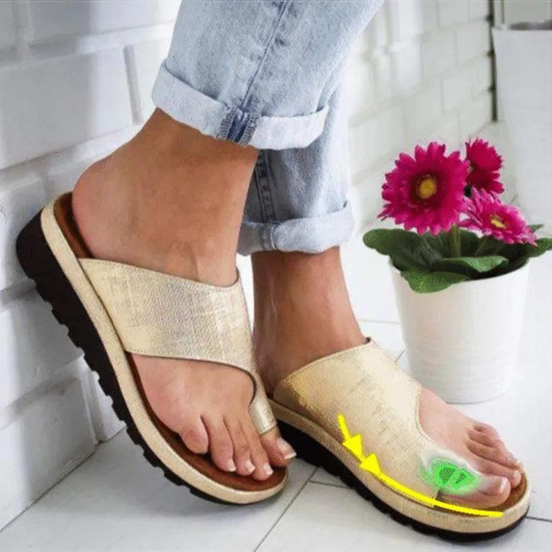 

Summer Women Slippers Flat Sole Casual Soft Big Toe Foot Sandal Women Shoes Comfy Platform Orthopedic Bunion Corrector Plus Size