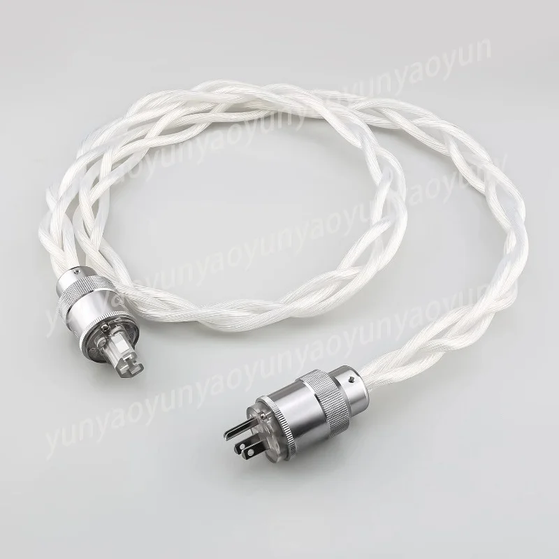 

HiFi A27 silver power cable EU/US AC Power Cord Cable Audiophile audio amplifier filter rhodium plating power plug