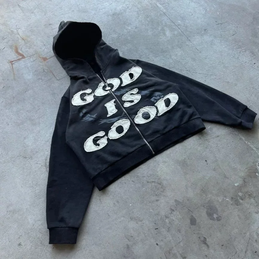 

Новинка: Флисовая толстовка с вышивкой «God Is Good», уличный стиль, худи из смесового хлопка с длинными рукавами