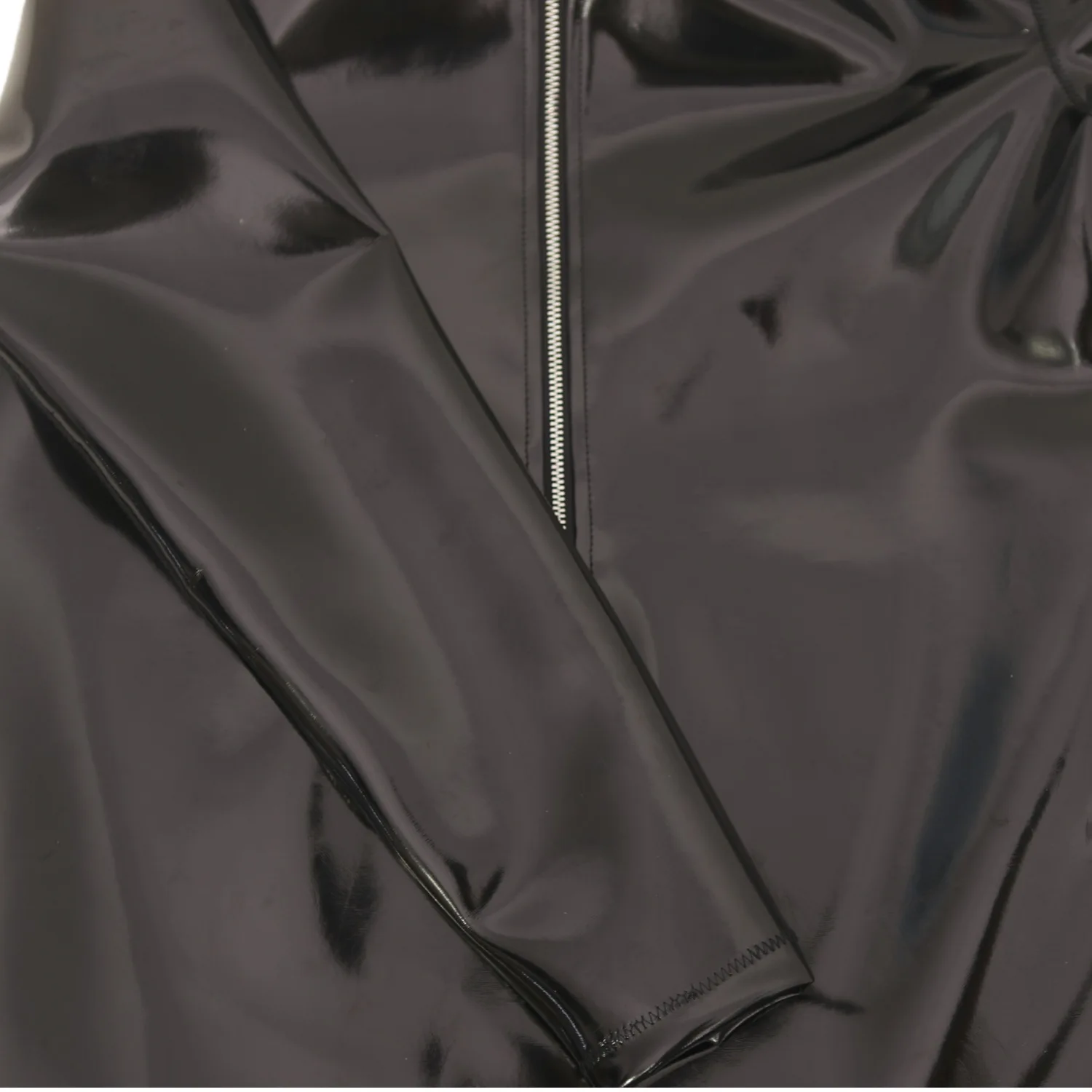 Sexy Men PVC Glossy Shiny Long Sleeve T-shirt Double Sided PU Club Dance Top Smooth Elastic Stage Wear Elastic Slim Tights