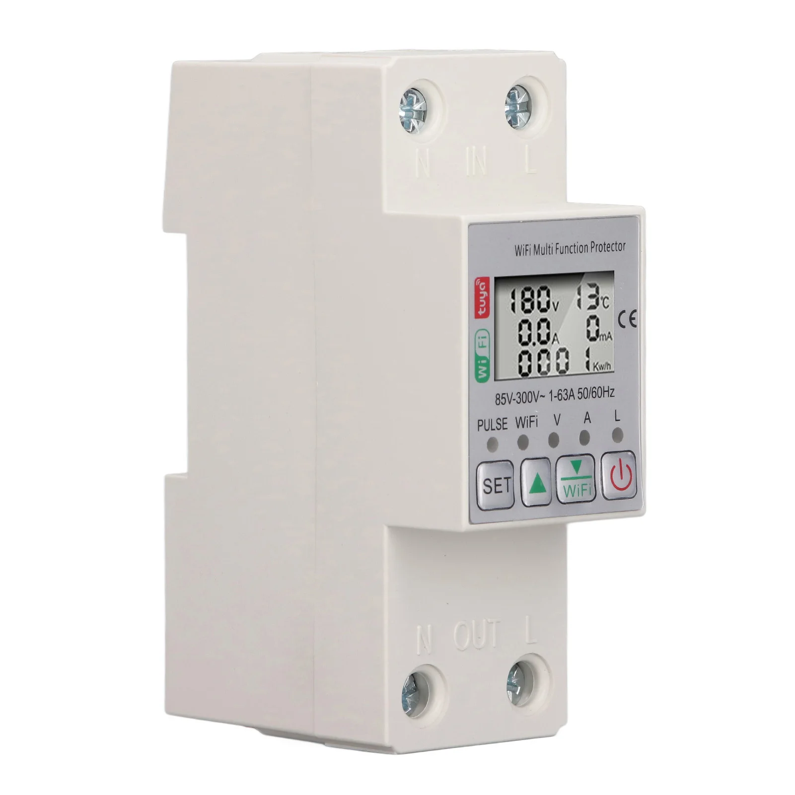 

WiFi Smart Power Meter Real Time Display Multi Function AC85‑300V Wifi Smart Circuit Breaker 63A for Home