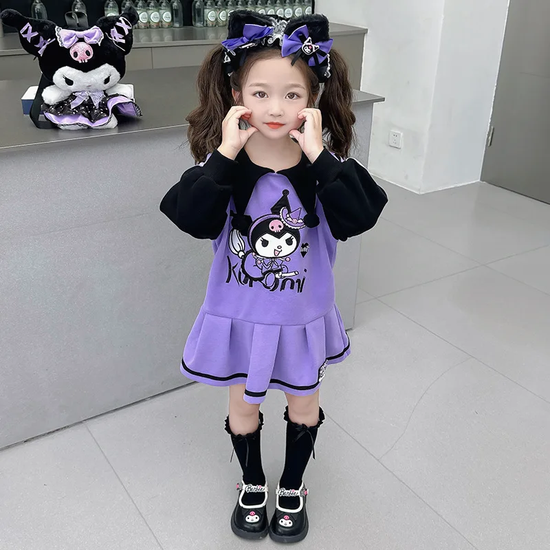 Hoodie Skirt Sanrio New Girl Weiyi Skirt Leisure Time Motion Suit Hello Kitty Spring Girl Skirt Color Collision Kawaii Cartoon