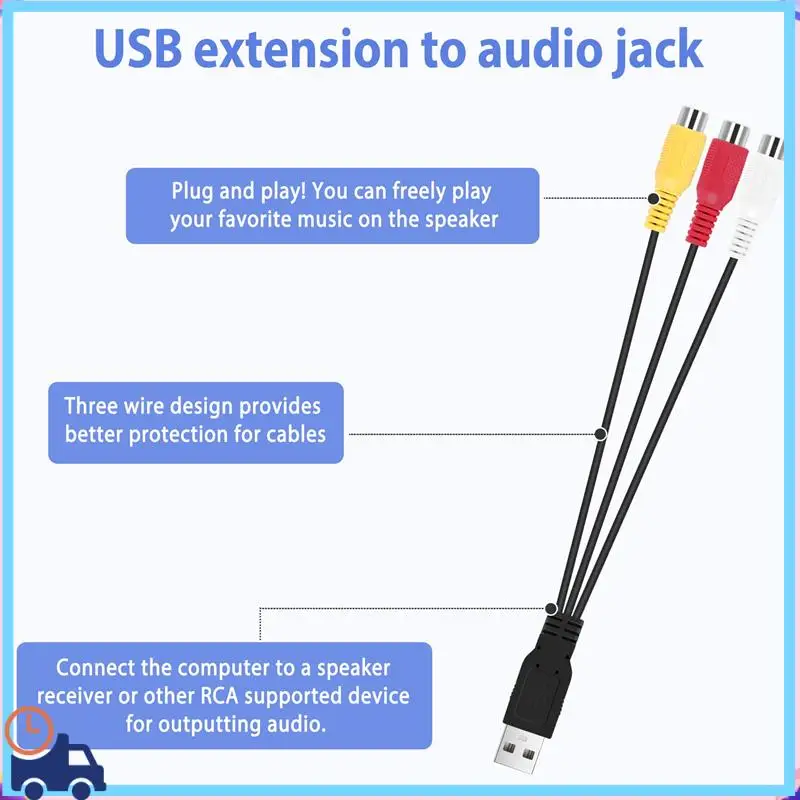 Latest USB To 3RCA Cable USB Female To 3 RCA Rgb Video AV Composite Adapter Converter Cable Cord Connector Lead For TV PC DVR