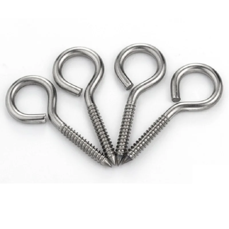 Tornillo de gancho de ojo de acero inoxidable 304, tornillo de ojo de retraso autorroscante, gancho de tornillo de ojo