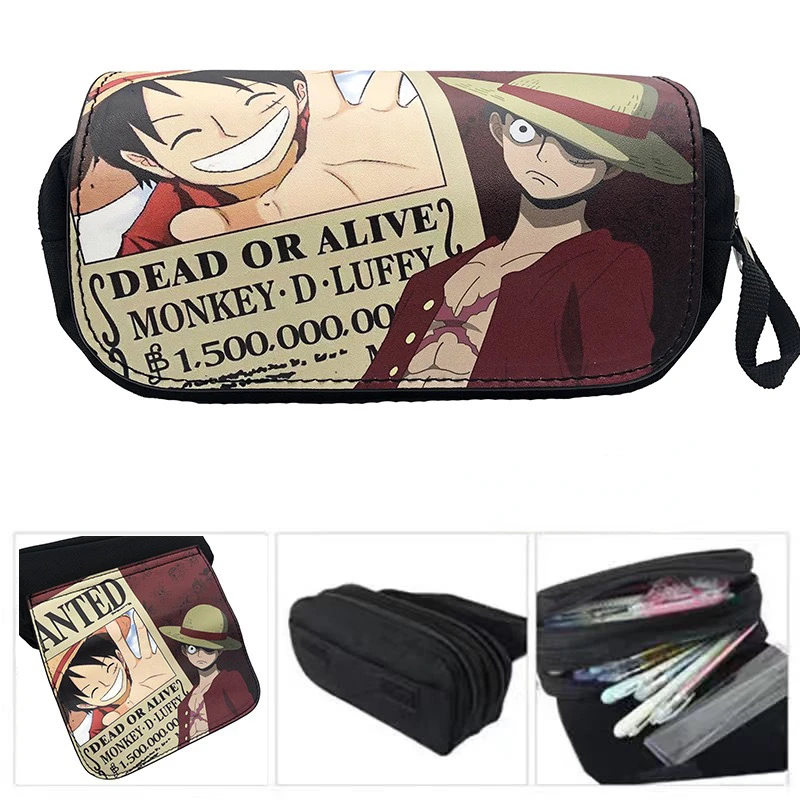 New Product One Piece Animation Surrounding School Season Campus Double-layer Pencil Case for Primary and Middle School Students