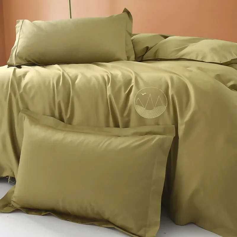 Light luxury Xinjiang long-staple cotton bedding sheets, color matching, active printing and dyeing 80 pure cotton satin