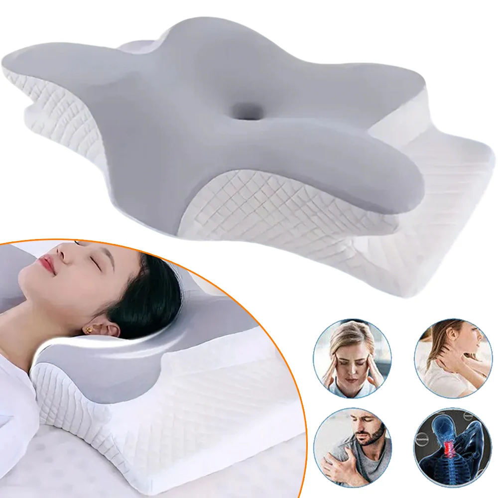 Cuscino per il collo in memory foam a forma di farfalla, cuscino confortevole, cuscino di supporto per il collo, ideale per chi dorme su un fianco, un regalo per familiari e amici.