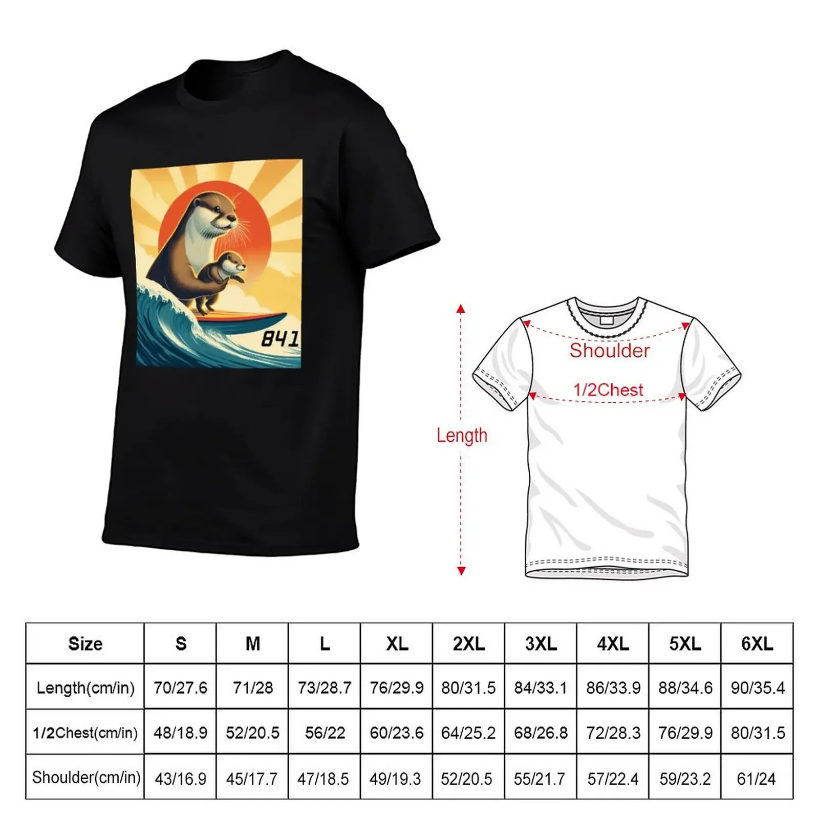 841 with baby pup. surfing otter 841 T-Shirt shirts graphic anime tshirt men graphic t shirts