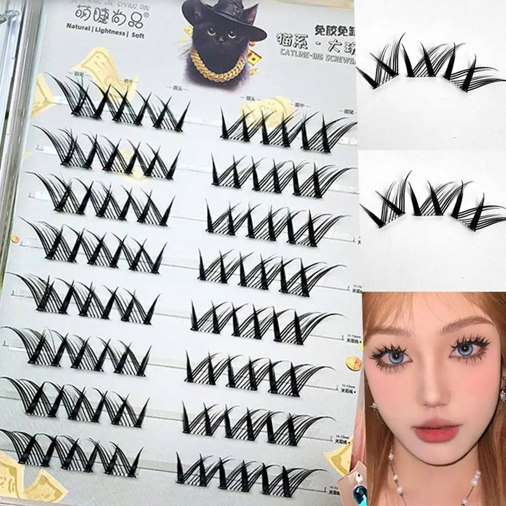 ウィスピーな接着剤不要のフェアリーラッシュクラスター、フォックスアイ、再利用可能なマンガ風個別まつげ、ナチュラルルックつけまつげ