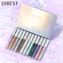 QiBest-glterリキッドアイシャドウセット,防水,メタリック,ピリーダイヤモンド,アイシャドウ,顔料メイク,12色