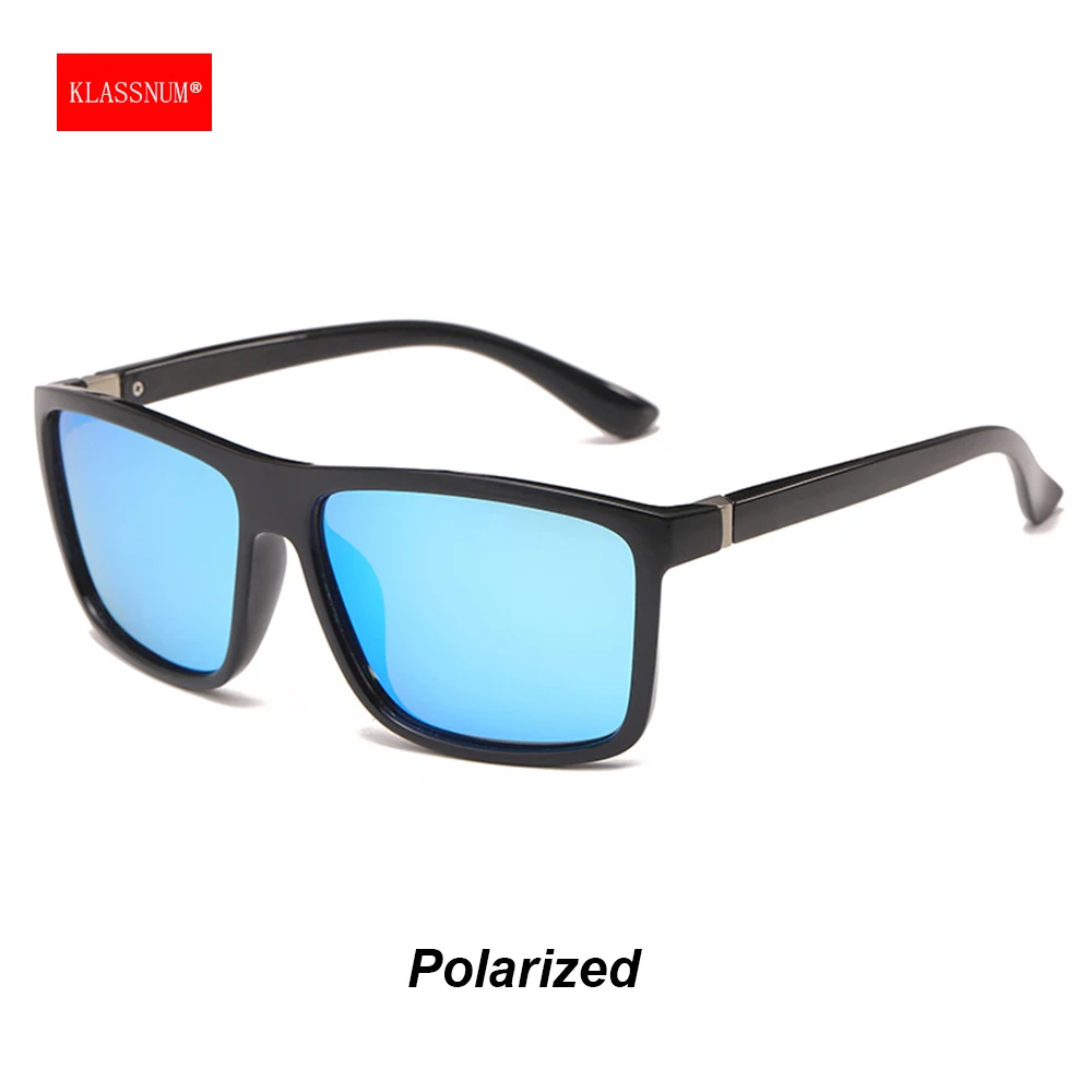 

KLASSNUM Men Classic Sport Sunglasses Polarized Sun Glasses Square Frame Women Driving Glasses Anti UV400 Black Blue Red Lenses