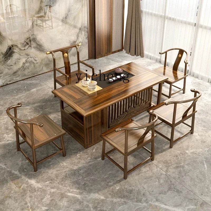 Ca-1  Table-Chair Set Tea Making Household Solid Wood New Chinese Kung Fu Tea Table Arge Board