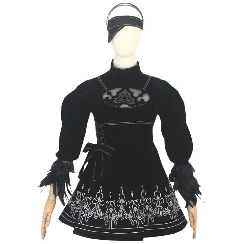 ZA01 Anime YoRHa No. 2 tipo B juego de disfraz de Cosplay NieR Automata 2B vestido NieR uniforme máscara para ojos guantes existencias Halloween PartyZa0 @