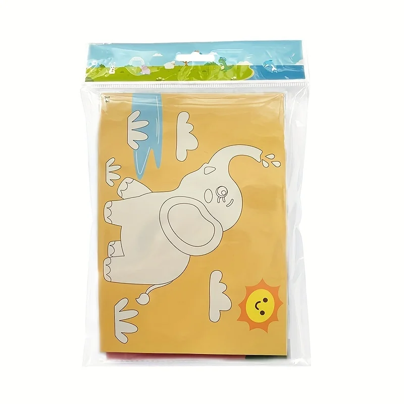 Set di adesivi in schiuma EVA 3D da 10 pezzi, adesivo per pittura educativa per l'apprendimento degli animali dei cartoni animati fai-da-te, puzzle per pittura in classe d'arte handicra