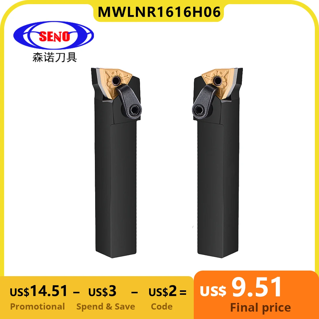 SENO 1PCS CNC MWLNR1616H06 MWLNR2020K06 MWLNR2525M06 Cylindrical Turning Tool Holder Carbide Insert External Turning Tool