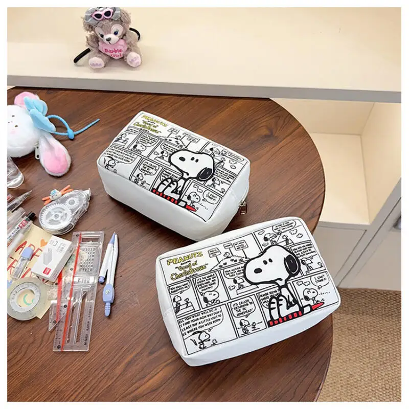 New Snoopy Makeup Bag Pen Bag Kawaii Large Capacity Portable Storage Bag Ins Korean Cartoon Anime Friends Birthday Gift
