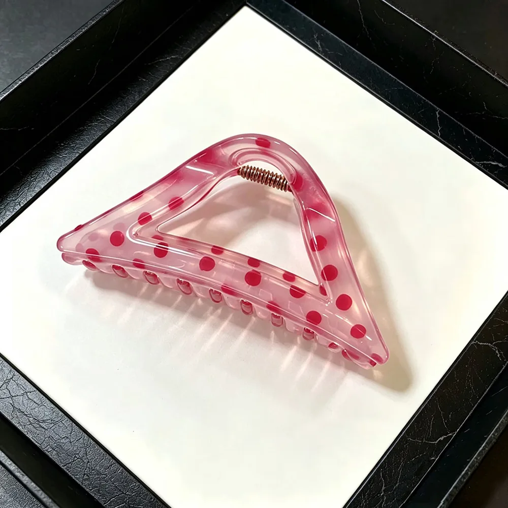 Hair Claw Large Polka Dot Elegant Resin Minimalist for Back Head Bun Updo Non Slip Sturdy Lightweight Cream