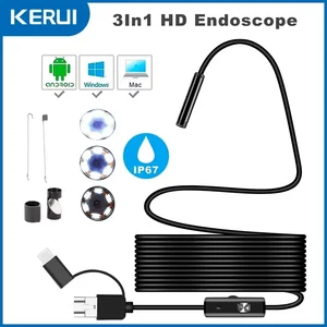 Cámara de endoscopio android de 7 mm 3 IN1 Micro USB Tipo C Borescope Mini Cámara Inspección de automóvil LED impermeable para Huawei Xiaomi PC 12 Mejor cámara de ventas - №6