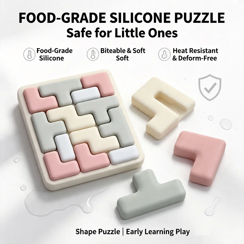 Ideal BPA Free Food Grade Silicone Jigsaw Puzzle for Toddle Cognitive Educational Learning Stress Relief Sensory Toy for All Age
