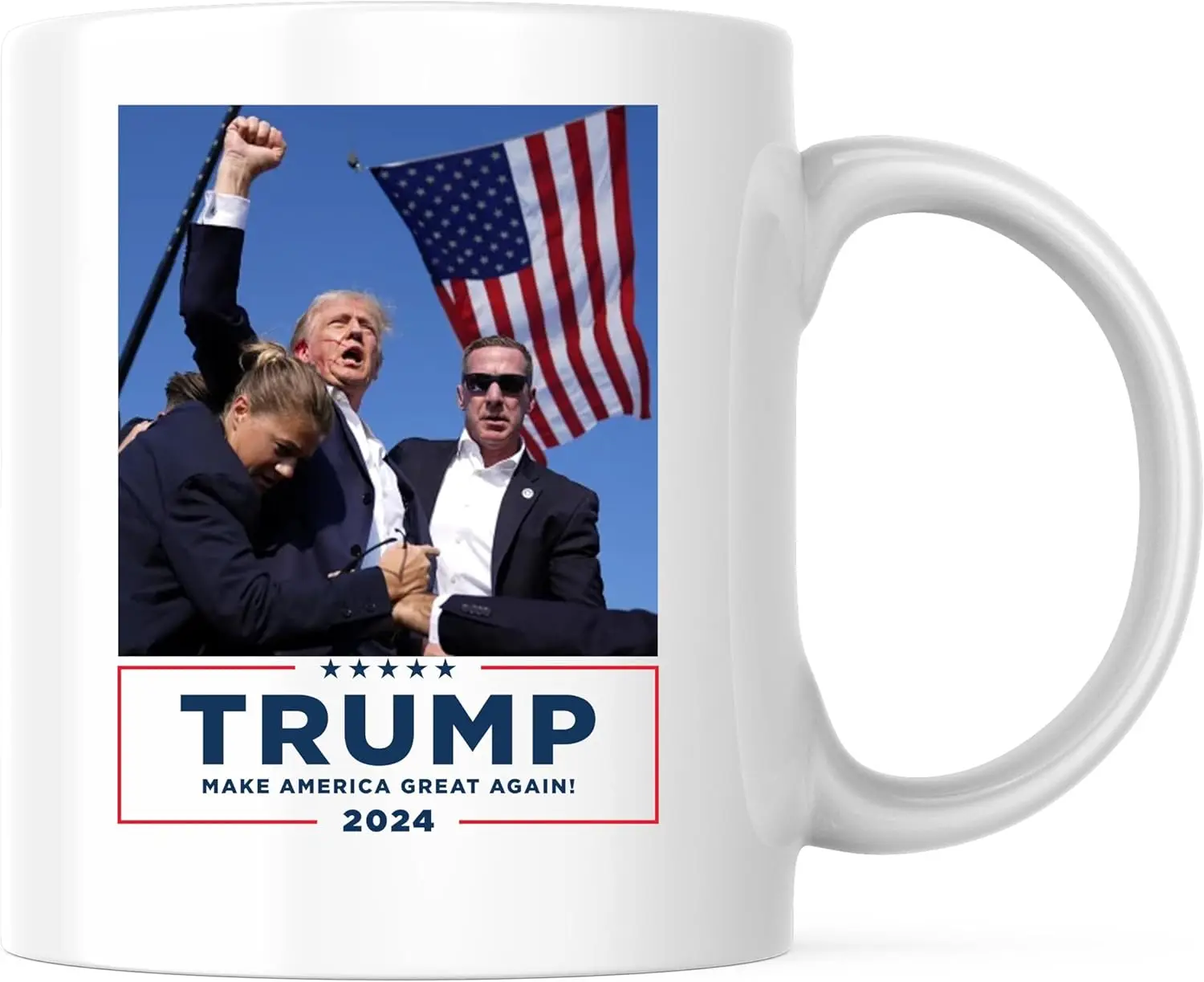 Trump Shot At Coffee Mug - Never Surrender Trump Bloody Ear Fist Pump PA Butler Pennsylvania Rally Failed Assassination Attempt