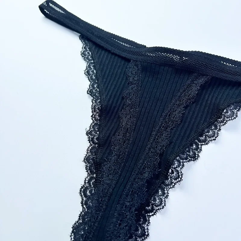 Thin Cotton Lace Sexy Thongs Hollow Out Underwear for Women Low Waist Slim Strap Threaded Breathable Seamless Briefs Lingerie