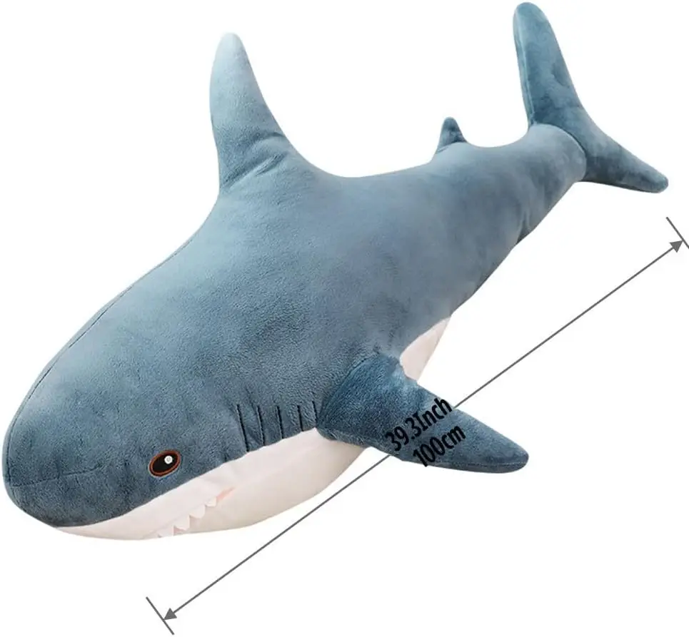 ตุ๊กตาฉลามยักษ์ขนาด 39.3 นิ้ว ของเล่นนุ่มๆ หมอนอิง ตุ๊กตาสัตว์สำหรับเด็ก ของขวัญก่อนนอน ของตกแต่งบ้าน