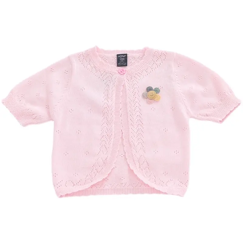 

Girls Cardigan Short-Sleeved Jacket Thin Child Coat 1 2 3 4 5 6 7 8 Year Old Kids Clothes OKC224466 0-8yrs Summer Pink