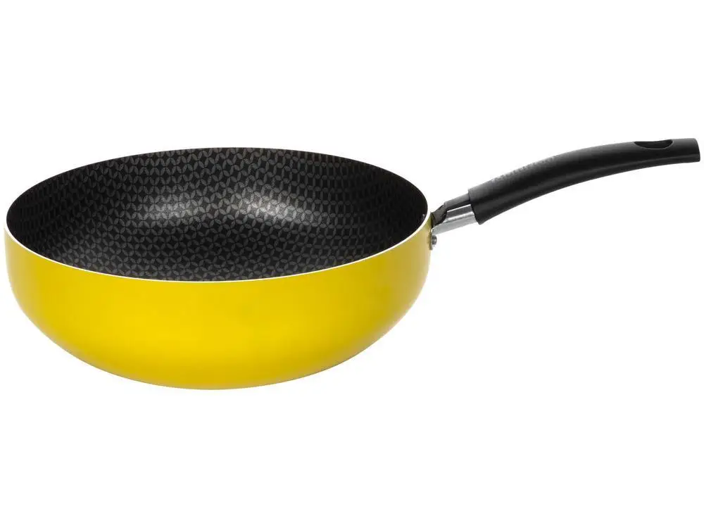 24cm Color Yellow Aluminum Multiflon Non-stick Wok Frying Pan