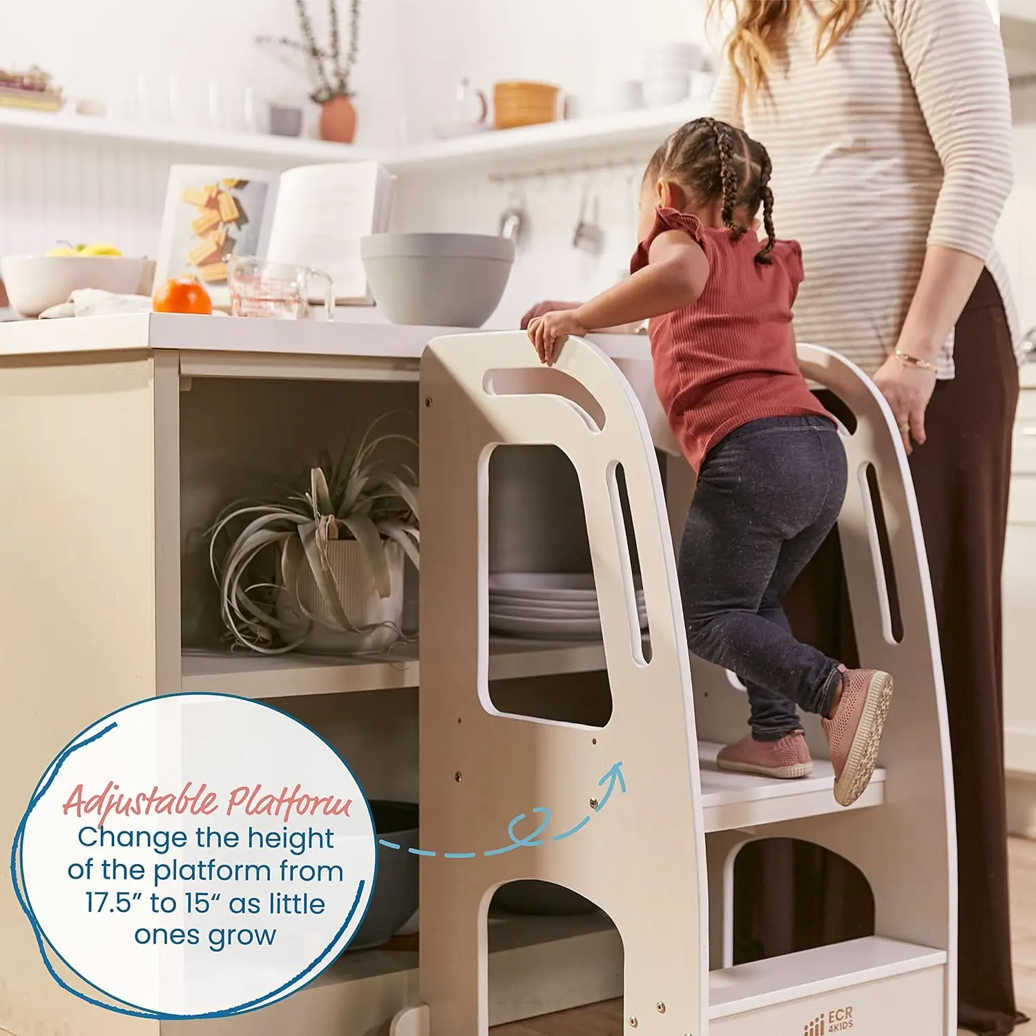 Помощник кухонной башни, табурет-ступенька, белая стирка