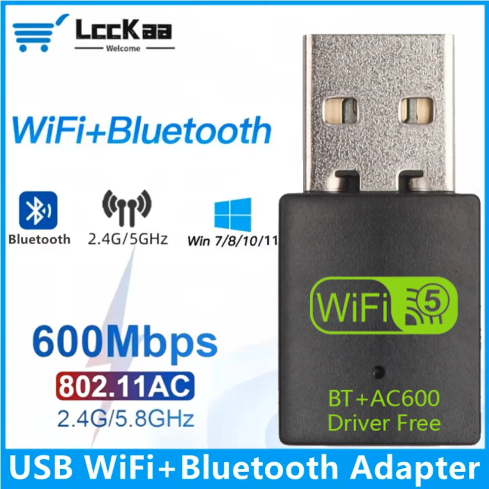 2 in 1 USB WiFi Bluetooth Adapter 600Mbps USB Wifi Adapter 2.4G 5GHz Wireless Network Card Adaptador Wifi Wireless Wlan Receiver